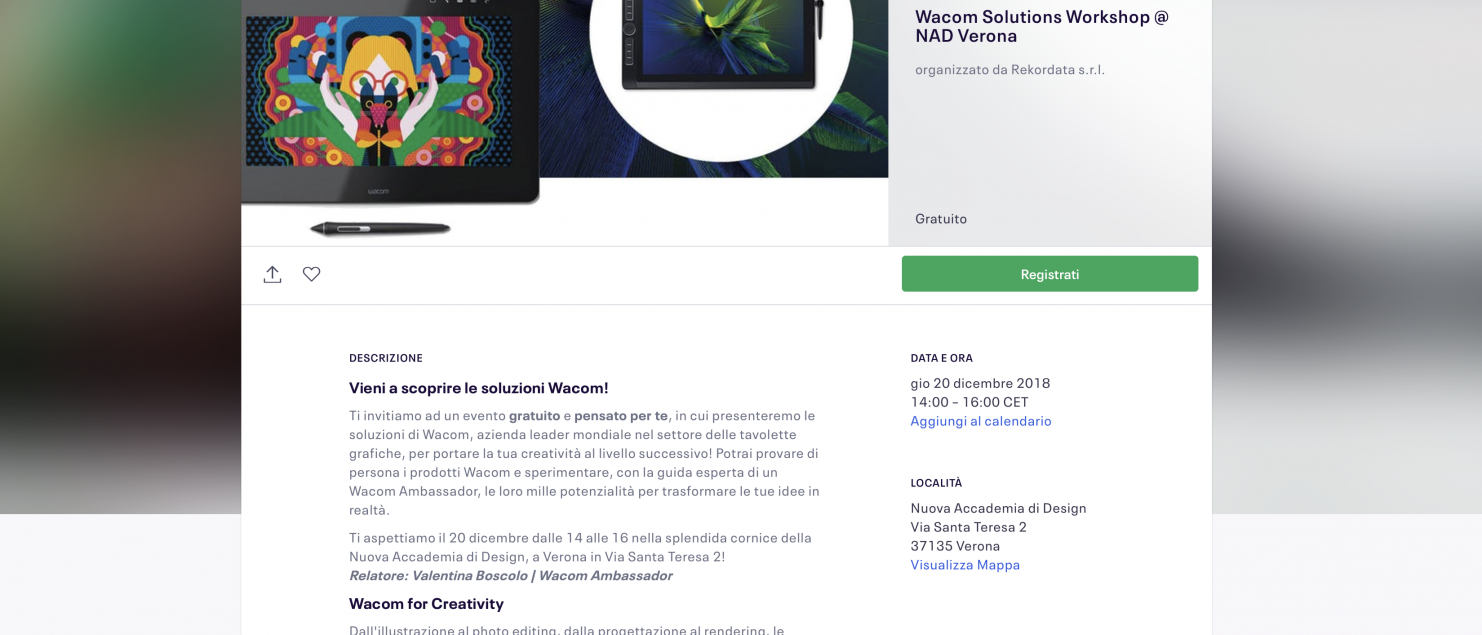 Valentina Boscolo è Wacom Ambassador presso NAD