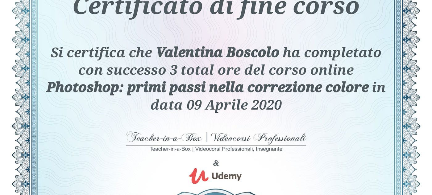 certificazione gestione colore Valentina Boscolo